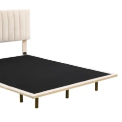 Queen Size Upholstered Floating Velvet Platform Bed With Sensor Light And Headboard-ModernLuxe -HOMES: Inside + Out Store GUEST 75f18426 76a4 4916 a9fe 68af0a540d22