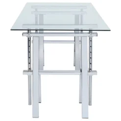 Statham Glass Top Adjustable Sawhorse Standing Desk Chrome - Coaster -HOMES: Inside + Out Store GUEST 77bd7e9e cdb6 4b2c 9af8 29c17131f354