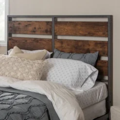 Queen Urban Chic Metal And Wood Plank Bed Brown - Saracina Home -HOMES: Inside + Out Store GUEST 78298f79 4b56 4b36 9286 ecf432a2b0f1