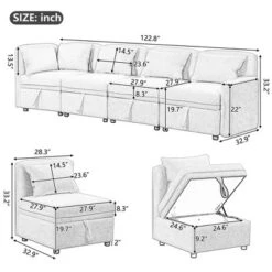 122.8" Minimalist Convertible Modular Sofa, Upholstered Sectional Sofa Couch With 5 Pillows-ModernLuxe 17 122.8" Minimalist Convertible Modular Sofa, Upholstered Sectional Sofa Couch With 5 Pillows-ModernLuxe -HOMES: Inside + Out Store GUEST 793e584d 807e 4842 8190 13b2a3034754