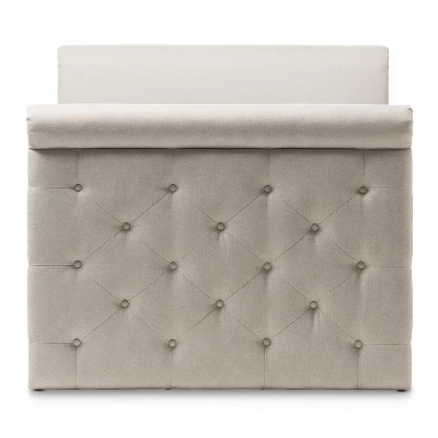 Twin Swanson Modern And Contemporary Fabric Tufted Daybed With Roll-Out Trundle Guest Bed - Baxton Studio 4 Twin Swanson Modern And Contemporary Fabric Tufted Daybed With Roll-Out Trundle Guest Bed - Baxton Studio - Image 2