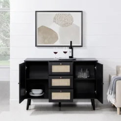 Modern Boho Wood And Rattan Storage Sideboard Black - Saracina Home 14 Modern Boho Wood And Rattan Storage Sideboard Black - Saracina Home -HOMES: Inside + Out Store GUEST 7bc37572 f000 43c4 929d e98d99d140c8