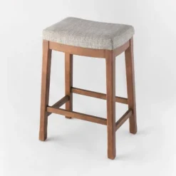 Candor Wood And Upholstered Saddle Counter Height Barstool - Threshold™ -HOMES: Inside + Out Store GUEST 80c1f2de 5ac5 48a3 9160 9e552e51230e