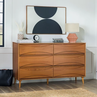 Mid-Century Modern Contoured 6 Drawer Dresser - Saracina Home 2 Mid-Century Modern Contoured 6 Drawer Dresser - Saracina Home