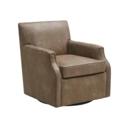 Glaser Faux Leather Swivel Chair Brown - Madison Park -HOMES: Inside + Out Store GUEST 90d4f73c 5e7d 4cff 8d41 53d02a645718