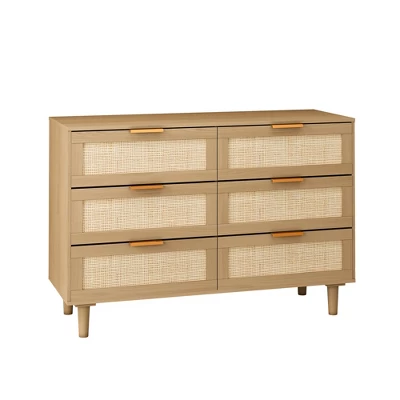 43.31" 6-Drawer Rattan Dresser For Living Room And Bedroom - ModernLuxe 5 43.31" 6-Drawer Rattan Dresser For Living Room And Bedroom - ModernLuxe - Image 3