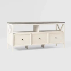 Farmhouse 3 Drawer Wood TV Stand For TVs Up To 65" - Saracina Home 39 Farmhouse 3 Drawer Wood TV Stand For TVs Up To 65" - Saracina Home -HOMES: Inside + Out Store GUEST 9c05f01d 83d8 411e ae5d 3185861747c7