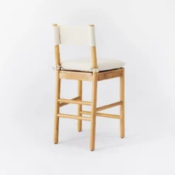 Emery Wood Counter Height Barstool With Upholstered Seat And Sling Back Natural - Threshold™ Designed With Studio McGee -HOMES: Inside + Out Store GUEST 9f7f5d4d d259 4ec6 a838 71315204c3fa