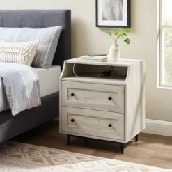 Transitional 2 Drawer Nightstand With USB Port - Saracina Home -HOMES: Inside + Out Store GUEST a0442379 71fe 4ddb 9713 9cd9baec327f