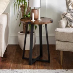 Wrightson Urban Industrial Faux Wrap Leg Round Side Table - Saracina Home -HOMES: Inside + Out Store GUEST a1776d41 205b 40e5 9e7e fbd37a7831f8
