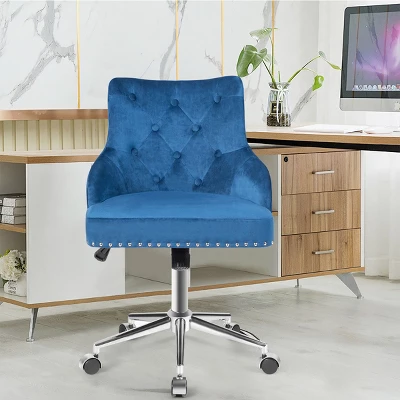 Tangkula Velvet Desk Chair Upholstered 360°Swivel Height Adjustable Rolling Office Chair For Office Bedroom Living Room 5 Tangkula Velvet Desk Chair Upholstered 360°Swivel Height Adjustable Rolling Office Chair For Office Bedroom Living Room - Image 3
