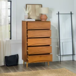 Mid-Century Modern Contoured 5 Drawer Chest Of Drawers - Saracina Home -HOMES: Inside + Out Store GUEST ac3142e8 8860 4ea9 a029 c515f6848ecc