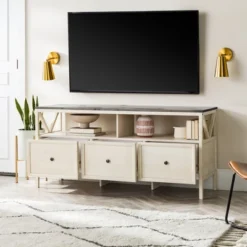 Farmhouse 3 Drawer Wood TV Stand For TVs Up To 65" - Saracina Home 32 Farmhouse 3 Drawer Wood TV Stand For TVs Up To 65" - Saracina Home -HOMES: Inside + Out Store GUEST acf328b1 4981 4fb4 9c99 669678336b76