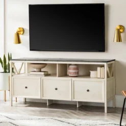 Farmhouse 3 Drawer Wood TV Stand For TVs Up To 65" - Saracina Home 36 Farmhouse 3 Drawer Wood TV Stand For TVs Up To 65" - Saracina Home -HOMES: Inside + Out Store GUEST ad5f99fe 2f60 449b aee7 d2a5e5d0aae6