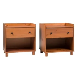 Set Of 2 Katie Transitional Tray Top 1 Drawer Solid Wood Nightstands Caramel - Saracina Home -HOMES: Inside + Out Store GUEST b526ee76 616f 4dab 902d 71ca440e3127