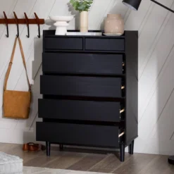 Mid-Century Modern Solid Wood 6 Drawer Vertical Dresser - Saracina Home -HOMES: Inside + Out Store GUEST b571b7d1 67da 4c59 8b4d 6ac67427b8b3