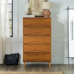 Mid-Century Modern Contoured 5 Drawer Chest Of Drawers - Saracina Home -HOMES: Inside + Out Store GUEST b6458f3d 4631 4198 9dd3 0c626a2fbde9