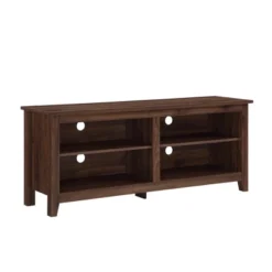 Transitional 4 Cubby Wood Open Storage TV Stand For TVs Up To 65"- Saracina Home -HOMES: Inside + Out Store GUEST b9ce9b3d c9e3 4cd0 ada4 ca03526caed5