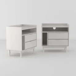 2pk Mid-Century Modern Solid Wood 2 Drawer Storage Nightstands - Saracina Home -HOMES: Inside + Out Store GUEST c880a12d 845d 41f3 8c73 9ddb9ed4b555