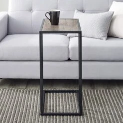 23" Modern Rectangle Two-Tone C Side Table With Metal Base - Saracina Home 13 23" Modern Rectangle Two-Tone C Side Table With Metal Base - Saracina Home -HOMES: Inside + Out Store GUEST c9fb0f6a 1baa 4f46 9ad4 ca78b73dae1e