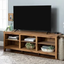 Transitional 6 Cubby Wood Open Storage Wood TV Stand For TVs Up To 80"- Saracina Home 23 Transitional 6 Cubby Wood Open Storage Wood TV Stand For TVs Up To 80"- Saracina Home -HOMES: Inside + Out Store GUEST ce83f227 95ad 48d0 9fb8 48e192d8fef5