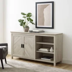 58" Diagonal Grooved Door Sideboard With Open Storage - Saracina Home -HOMES: Inside + Out Store GUEST cf1ba08a f324 4acf a026 9aaf9f410d3e