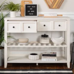 48" Farmhouse Solid Wood 2 Drawer Buffet White - Saracina Home -HOMES: Inside + Out Store GUEST d14be0db 9591 4712 bd66 b181051f2d7c