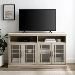Transitional 4 Door Windowpane TV Stand For TVs Up To 65" - Saracina Home 24 Transitional 4 Door Windowpane TV Stand For TVs Up To 65" - Saracina Home -HOMES: Inside + Out Store GUEST d2ba6ce0 bb17 4980 afe4 853846198d6e