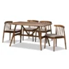 5pc Wyatt Midcentury Modern Walnut Wood Dining Set Beige/Brown - Baxton Studio 1 5pc Wyatt Midcentury Modern Walnut Wood Dining Set Beige/Brown - Baxton Studio -HOMES: Inside + Out Store GUEST da8024c0 60af 4822 97df 9a5fe205a2fd
