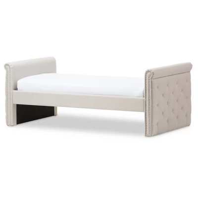 Twin Swanson Modern And Contemporary Fabric Tufted Daybed With Roll-Out Trundle Guest Bed - Baxton Studio 8 Twin Swanson Modern And Contemporary Fabric Tufted Daybed With Roll-Out Trundle Guest Bed - Baxton Studio - Image 6
