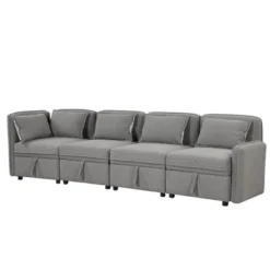 122.8" Minimalist Convertible Modular Sofa, Upholstered Sectional Sofa Couch With 5 Pillows-ModernLuxe 21 122.8" Minimalist Convertible Modular Sofa, Upholstered Sectional Sofa Couch With 5 Pillows-ModernLuxe -HOMES: Inside + Out Store GUEST db8c769f 873d 402b bea5 b7a0feead322