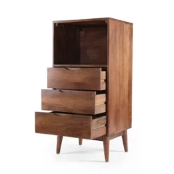 Rabun Handcrafted Mid-Century Modern Mango Wood 3 Drawer Chest Light Oak - Christopher Knight Home -HOMES: Inside + Out Store GUEST dc59edd3 be23 4875 a2f3 7c638166947b