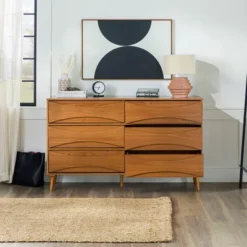 Mid-Century Modern Contoured 6 Drawer Dresser - Saracina Home 30 Mid-Century Modern Contoured 6 Drawer Dresser - Saracina Home -HOMES: Inside + Out Store GUEST e3d278c0 2027 4917 98d0 1a8a534d229b