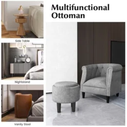 Costway Modern Accent Chair With Ottoman Armchair Barrel Sofa Chair With Footrest Grey 17 Costway Modern Accent Chair With Ottoman Armchair Barrel Sofa Chair With Footrest Grey -HOMES: Inside + Out Store GUEST e550a4be bd7d 4b7e b8b2 9df68e88dc9b