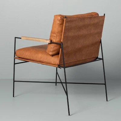 Faux Leather & Metal Accent Chair - Black/Brown - Hearth & Hand™ With Magnolia 5 Faux Leather & Metal Accent Chair - Black/Brown - Hearth & Hand™ With Magnolia - Image 3