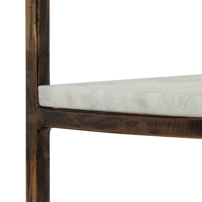 33.5" Bainville Modern Glam Handcrafted Marble Half Round Etagere Bookcase Natural White/Antique Brass - Christopher Knight Home 5 33.5" Bainville Modern Glam Handcrafted Marble Half Round Etagere Bookcase Natural White/Antique Brass - Christopher Knight Home - Image 3