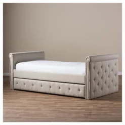 Twin Swanson Modern And Contemporary Fabric Tufted Daybed With Roll-Out Trundle Guest Bed - Baxton Studio 26 Twin Swanson Modern And Contemporary Fabric Tufted Daybed With Roll-Out Trundle Guest Bed - Baxton Studio -HOMES: Inside + Out Store GUEST f1e821fa 4d7d 4e24 9bd2 c0f2df87c2a9