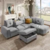 108" Reversible L-Shape Sectional Sofa Couch With Storage Ottoman-ModernLuxe