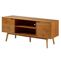 Solid Wood Mid-Century Modern TV Stand For TVs Up To 65" - Saracina Home -HOMES: Inside + Out Store GUEST fd509bbf 79ac 4220 8d53 15707906feef