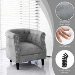 Costway Modern Accent Chair With Ottoman Armchair Barrel Sofa Chair With Footrest Grey 16 Costway Modern Accent Chair With Ottoman Armchair Barrel Sofa Chair With Footrest Grey -HOMES: Inside + Out Store GUEST fe363bf6 0f13 4b84 809e 32e0eedb3386